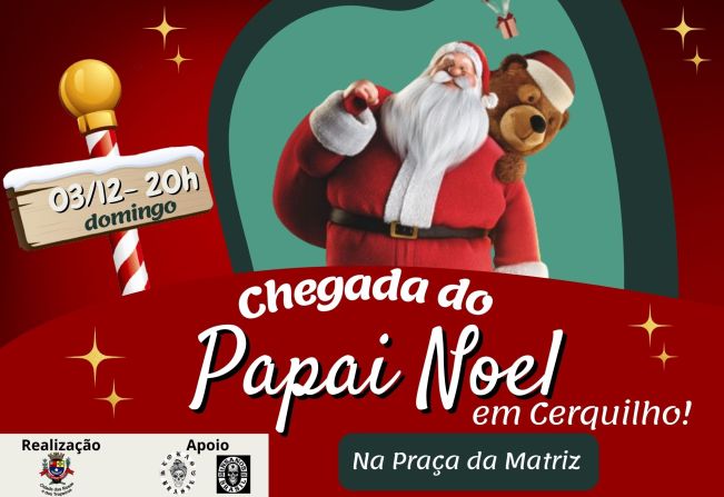 Prefeitura de Cerquilho divulga sobre a Chegada do Papai Noel e Parada de Natal 2023 