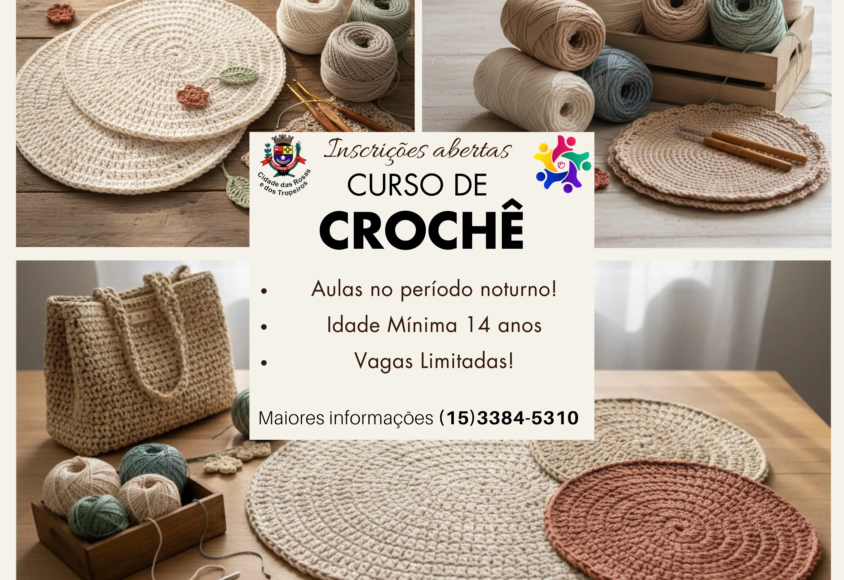  Abertas as vagas para o Curso de Crochê.