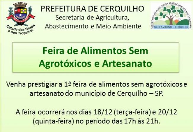 Cerquilho realiza 1ª Feira de alimentos sem agrotóxicos e de Artesanato