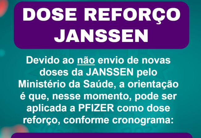 Neste domingo, começa a vacinação de reforço da Janssen. Confira programação completa!