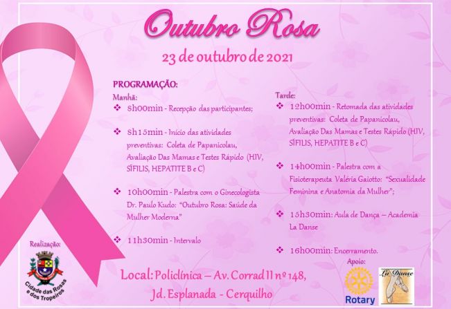 Prefeitura realiza evento especial do Outubro Rosa neste sábado, 23/10