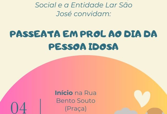 A Prefeitura Municipal de Cerquilho convida toda a população para participar da passeata em comemoração ao Dia do Idoso