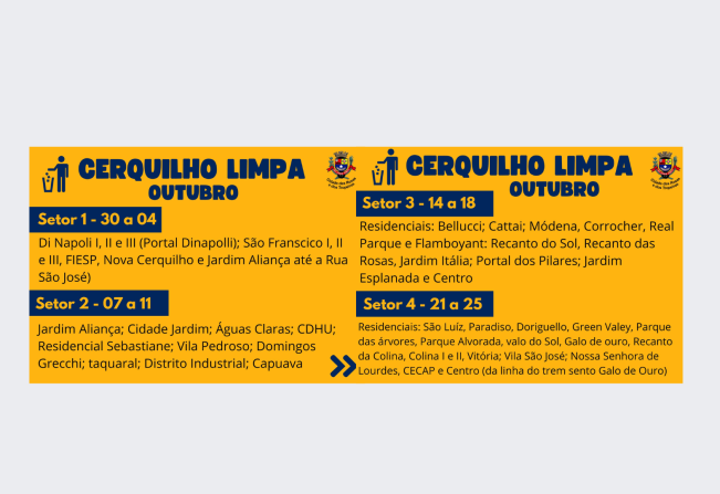 Cronograma Cerquilho Limpa - Outubro/2024