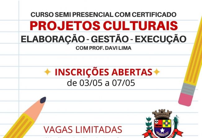 Inscrições abertas para curso de capacitação de projetos culturais