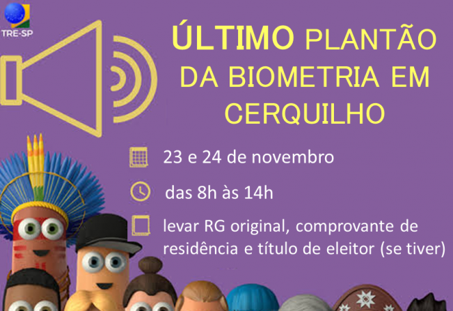 Cartório Eleitoral de Cerquilho realiza plantão da biometria neste sábado e domingo