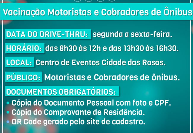 Vacinação de Motoristas e Cobradores de ônibus em Cerquilho