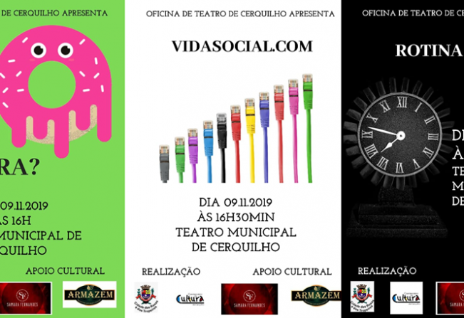 Oficina Municipal de Teatro apresenta três espetáculos neste sábado, dia 09