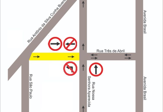 Rua Três de Abril terá mudança parcial de direção a partir da próxima segunda-feira, 21 de março