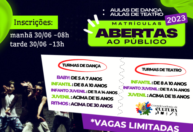 Prefeitura informa sobre matrículas para oficinas de dança e teatro