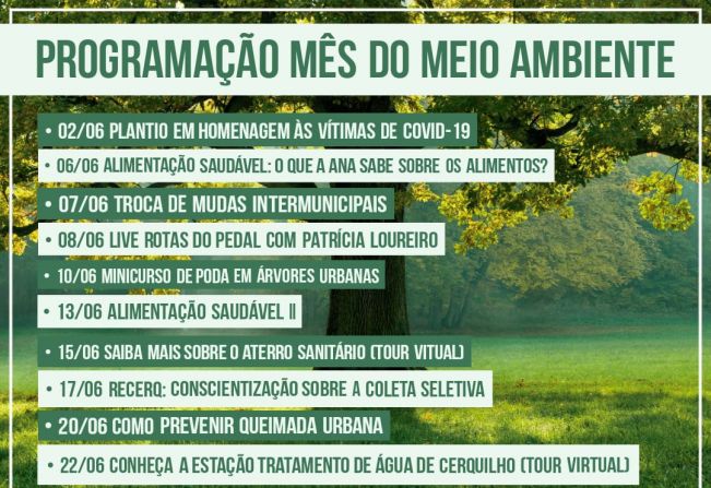 Confira a Programação Especial do Mês do Meio Ambiente em Cerquilho