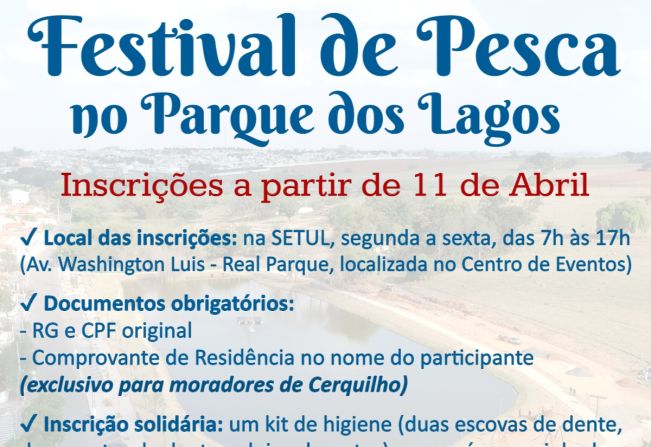 Prefeitura de Cerquilho realiza Festival de Pesca no Parque dos Lagos