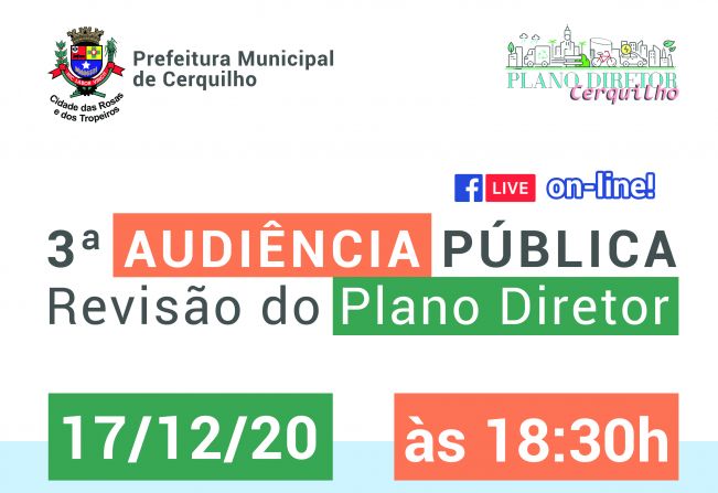 Prefeitura de Cerquilho informa sobre 3ª Audiência Pública de Revisão do Plano Diretor