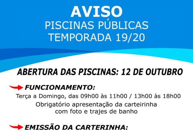 Piscinas Municipais voltam a funcionar no Dia das Crianças