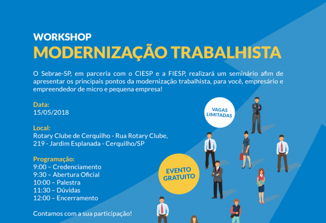 Prefeitura e Sebrae oferecem oficinas gratuitas sobre Fluxo de Caixa e Modernização Trabalhista