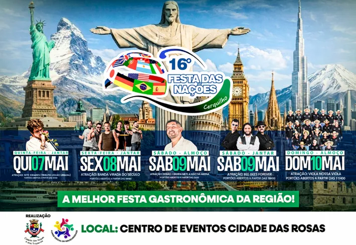 Cerquilho realizará a 16ª Festa das Nações