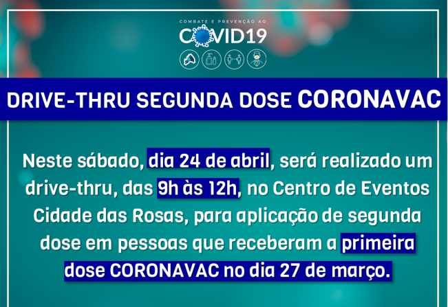 Secretaria da Saúde informa sobre vacinação de segunda dose desta semana 