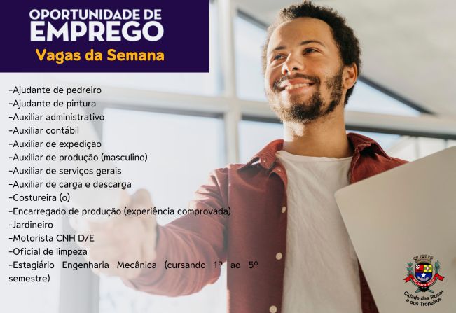 A Prefeitura de Cerquilho, através do CATE – Central de Atendimento ao Trabalhador e à Empresa, informa as vagas disponíveis da semana