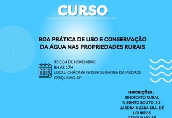 Curso “Boas práticas de uso de conservação da água nas propriedades rurais”