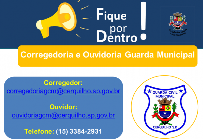 Conheça os contatos da Ouvidoria e Corregedoria da Guarda Municipal de Cerquilho
