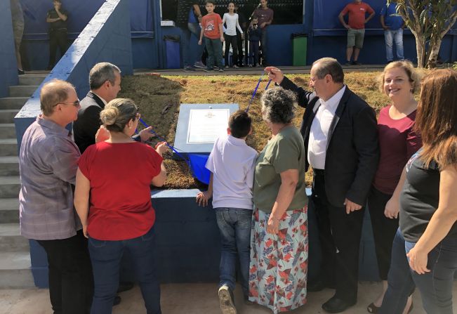 Prefeito Aldo participa do Hasteamento das Bandeiras e da inauguração da quadra da EMEF Padre Julio