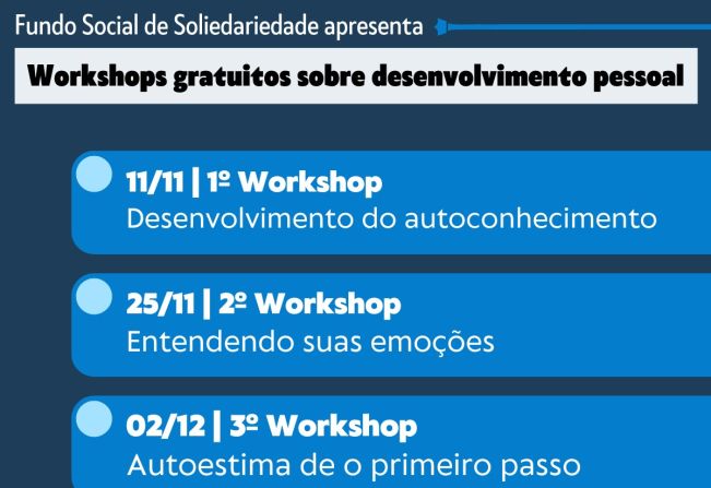 Fundo Social está com inscrições abertas para workshops gratuitos sobre desenvolvimento pessoal