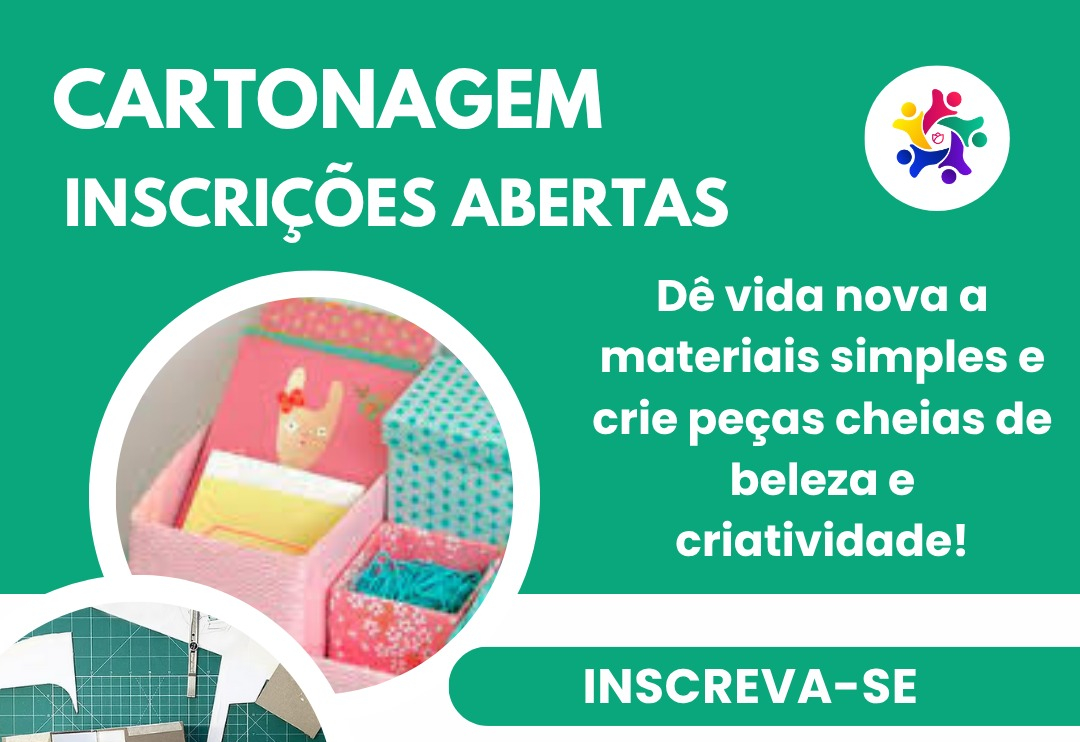 No curso de Cartonagem, você vai aprender a confeccionar peças como caixas organizadoras, porta-joias, cadernos e outros itens decorativos e funcionais — tudo com muito capricho e criatividade! Veja mais